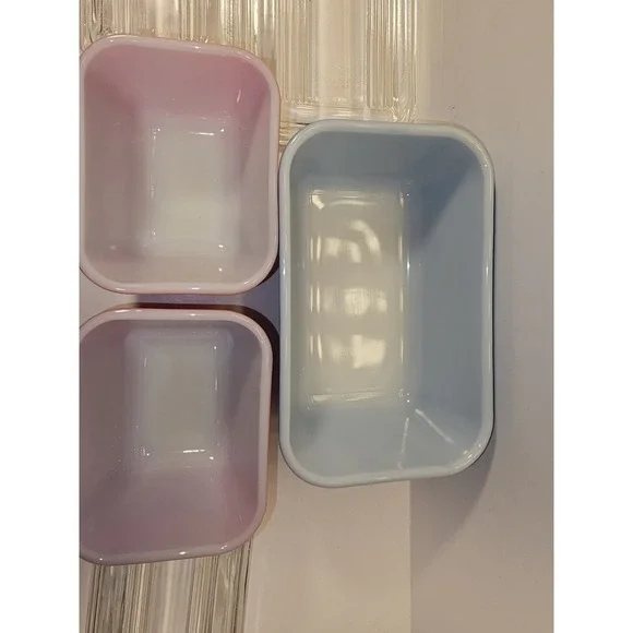 Vintage PYREX Refrigerator Dishes 3 Piece Set W 2 Lids 501, 502 Primary Colors - Picture 10 of 16